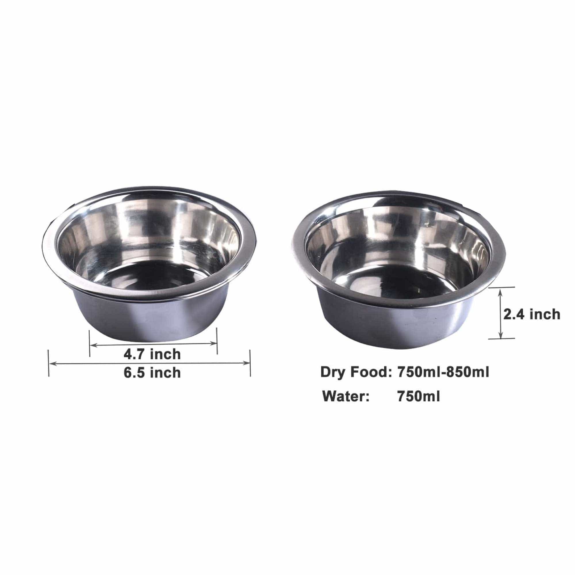 Double Raised Dog Bowl Stand 750ml Pet Cat Elevated Adjustable Food Water Feeder